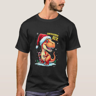 T-shirt Santasaurus Rex Drôle Dinosaure Noël Chapeau Santa