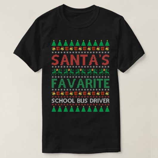 T-shirt Santax27s Conducteur de bus scolaire préféré Noël (Design devant)