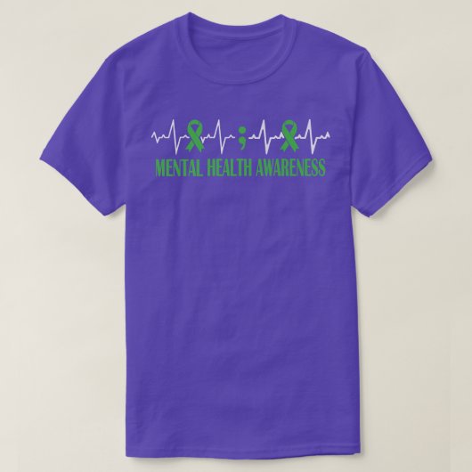 T-shirt Santé mentale Awareness Month Green Ribbon Pulse H (Design devant)