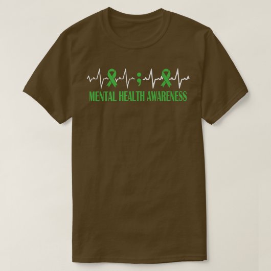 T-shirt Santé mentale Awareness Month Green Ribbon Pulse H (Design devant)