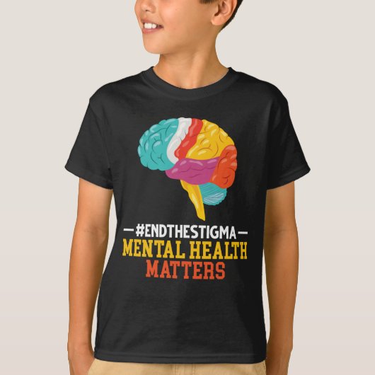 T-shirt Santé mentale du cerveau coloré (Devant)