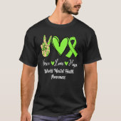 T-shirt Santé mentale mondiale WMH Peace Love Hope Lime Gr (Devant)
