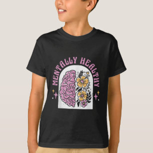 T-shirt Santé mentale S Fleurs de sensibilisation Cerveaux