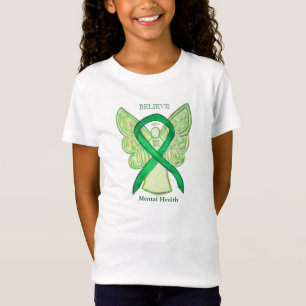 T-Shirt Santé mentale Sensibilisation verte Ruban Angel Ch