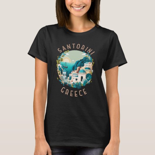T-shirt Santorin Grèce Cercle en détresse (Devant)
