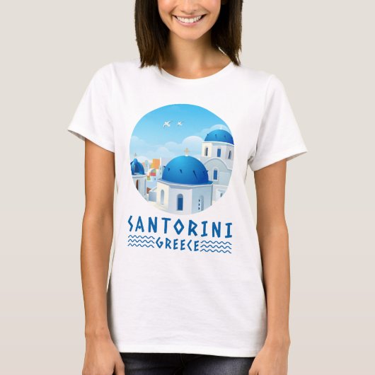 T-shirt Santorin, Grèce Femme Blanc (Devant)