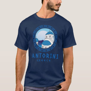 T-shirt Santorin, Grèce Hommes Bleu marine