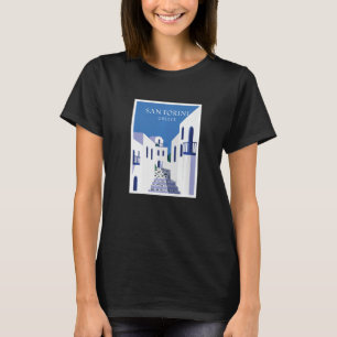 T-shirt Santorin Grèce Île Architecture traditionnelle O