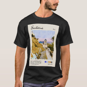 T-shirt Santorin Vintage Aquarelle Voyage