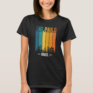 T-shirt Sao Paulo Brasil Retro Vintage Sunset Skyline Sao
