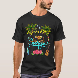 T-shirt Sapelo Island Georgia Beach Summer Palm Sun Set Pa