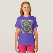 T-shirt Saphirs roses et bleus Diamants Perles Mandala (Devant entier)