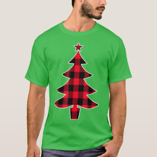 T-shirt Sapin de Noël à carreaux rouges de Buffalo pour ma
