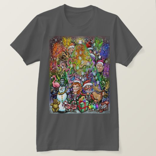 T-shirt Sapin de Noël avec décorations (Design devant)