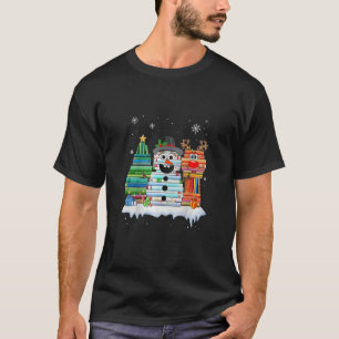 T-shirt Sapin de Noël Bonhomme de neige Renne Livre Pile B