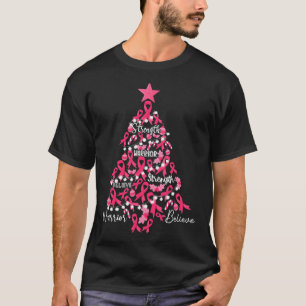 T-shirt Sapin de Noël Cancer Ruban Rose Lutte Sensibilisat