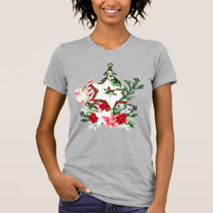 T-shirt Sapin de Noël JOY Fleurs Canne à sucre