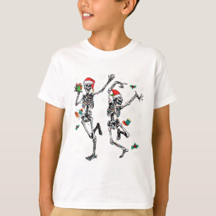T-shirt Sapin de Noël Lumières de Noël Squelette de Noël D