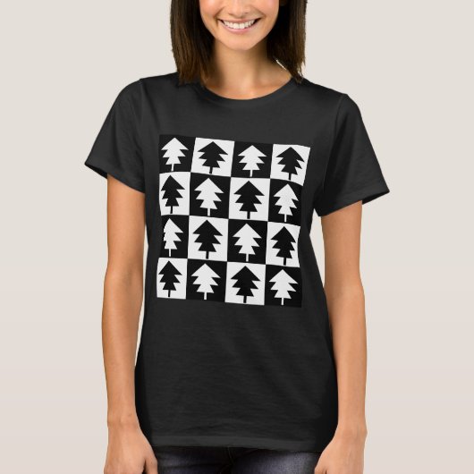 T-shirt Sapin de Noël noir blanc (Devant)