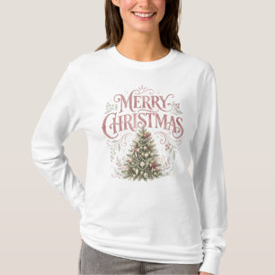 T-shirt Sapin de Noël traditionnel rose Pinkmas
