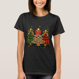 T-shirt Sapins de Noël à carreaux Rouge Vert Carreaux Léop