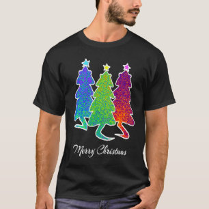 T-shirt Sapins de Noël Chat Lézard Dinosaure Rat Bleu Vert