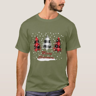 T-shirt Sapins de Noël décorés de carreaux de Buffalo