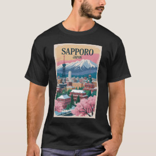 T-shirt Sapporo Japon Illustration Voyage Art Rétro