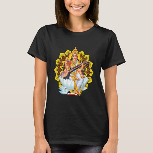 T-shirt Saraswati Sacred Geometry Third Eye Isha Hindu Lin (Devant)