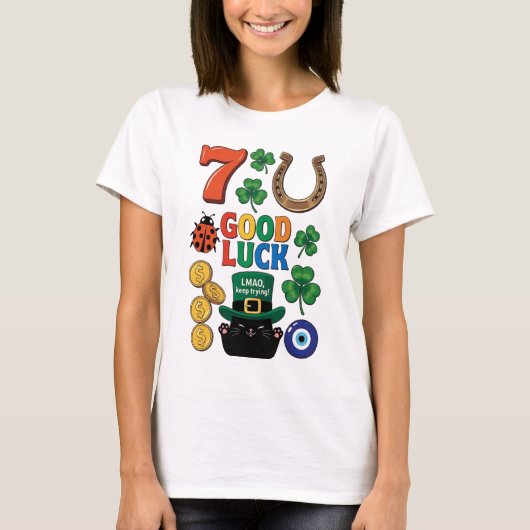 T-shirt Sarcastic black cat and Lucky charms (Devant)