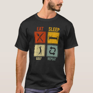 T-shirt Sarcastique Rétro pour Golfer Manger Sleep Golf Ré