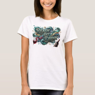 T-shirt sarcelle accrocheur PRÊT À BOIRE Art weara