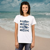 T-shirt Sardines de style patchwork thème de la plage côti