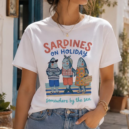 T-shirt Sardines en vacances graphique d'été côtier