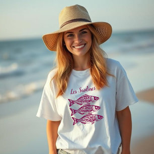 T-shirt Sardines-Hawaïen-Pêcheur Couleur de vin de base