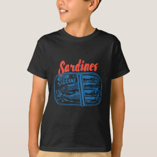 T-shirt Sardines Poisson en Conserve Graphique Rétro Pour 