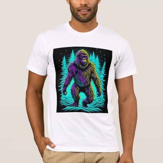 T-shirt Sasquatch Bigfoot sarcelle et noir (Devant)