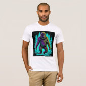 T-shirt Sasquatch Bigfoot sarcelle et noir (Devant entier)