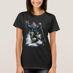 T-shirt Sasquatch de ski drôle skieur sport d'hiver snowbo