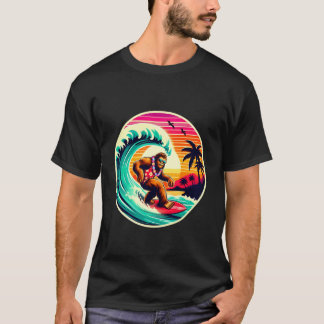 T-shirt Sasquatch de surf drôle coucher de soleil hawaïen