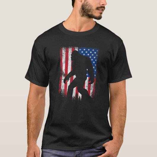 T-shirt Sasquatch Patriotique Rétro Avec Drapeau 4T États- (Devant)