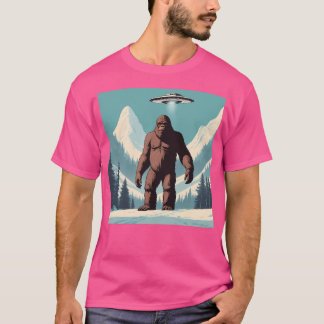 T-shirt Sasquatch Ufo Snowy Mountain