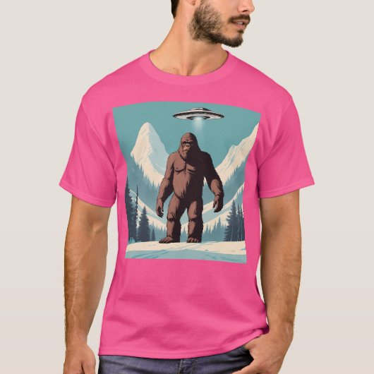 T-shirt Sasquatch Ufo Snowy Mountain (Devant)