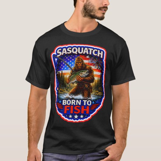 T-shirt Sasquatch va à la pêche (Devant)