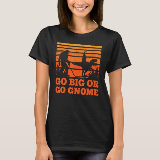 T-shirt Sasquatch walking T-rex carrying a Gnome Go big Go (Devant)