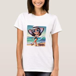 T-shirt Sassprettude Beach Babe – Illustration de style ca