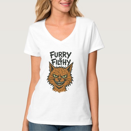 T-shirt Sassy Cat "Furry and Filthy" (Devant)