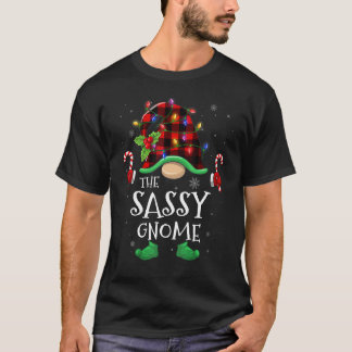T-shirt Sassy Gnome Buffalo Plaid Matching Family Christma