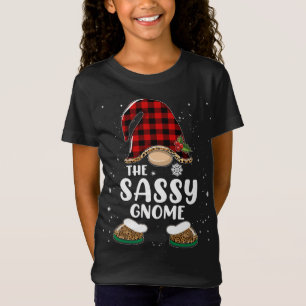 T-Shirt Sassy Gnome Buffalo Plaid Matching Family Christma