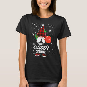 T-shirt Sassy Gnome Buffalo Plaid Matching Family Christma